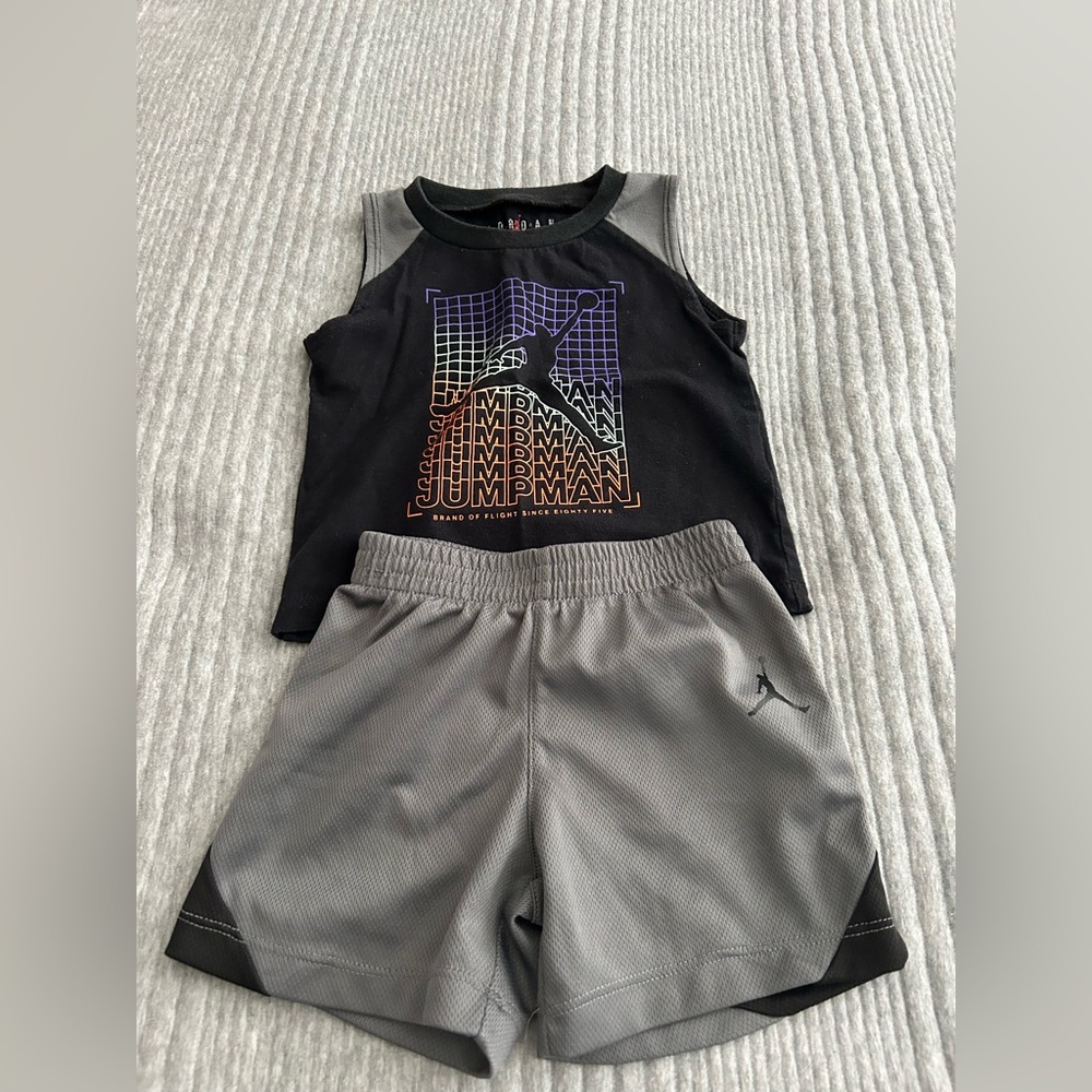 Toddler Jordan Black and Gray Jumpman Tank & Shorts Set. Size 18 months.